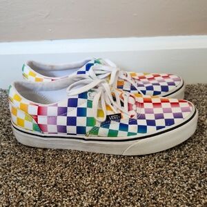 Womens Size 7.5 Vans Multicolor Checkered Shoes